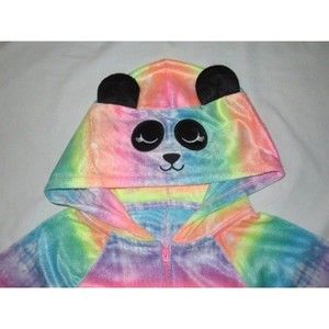 NEW One-Piece Pajamas Fleece Size M (8) Blanket Sleeper Union Suit Hooded Panda